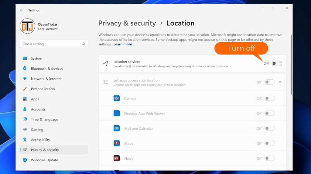 Disable location tracking