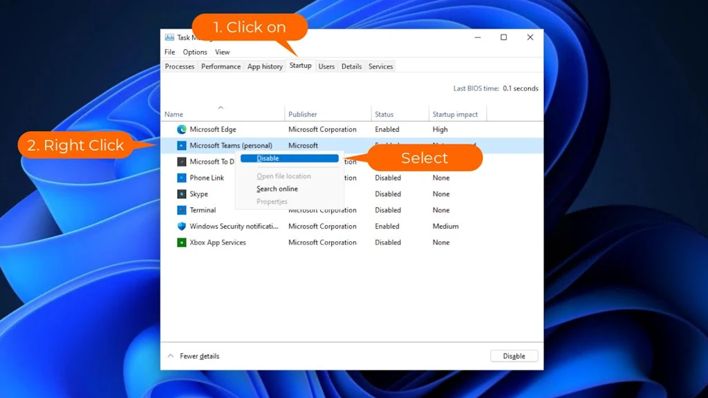 Disable Windows startup Programs Screen