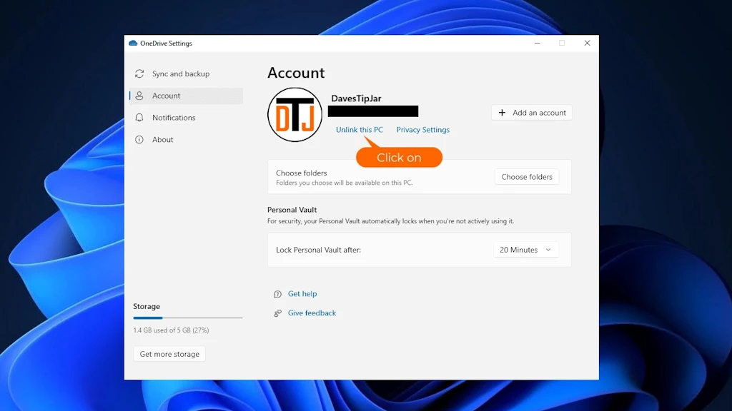 Unlink onedrive