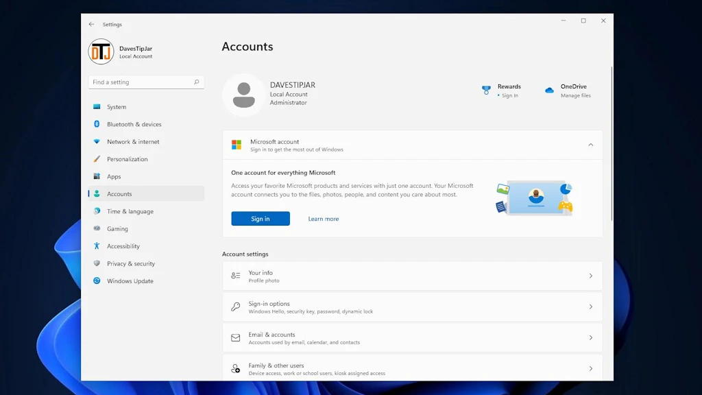 Windows local user account