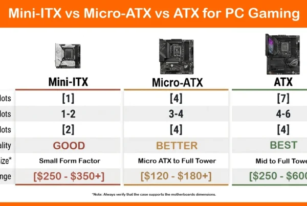 Mini-ITX vs Micro-ATX vs ATX motherboard comparison chart